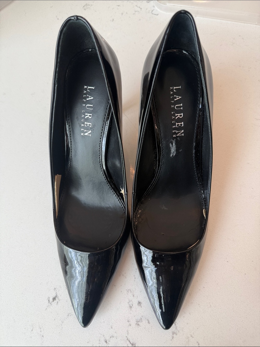 Lauren Ralph Lauren Black Patent Pointed-Toe Heels